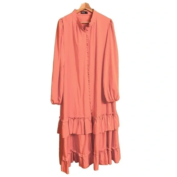 Women's Layered Ruffle Maxi Dress - Picture 8 of 13